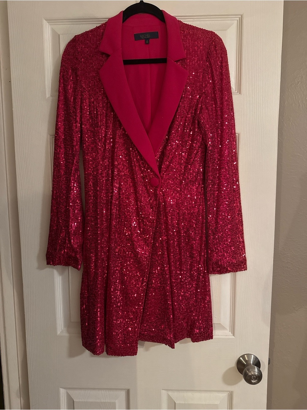 RACHEL Rachel Roy Fuchsia Sequin Long Sleeve Blazer Dress